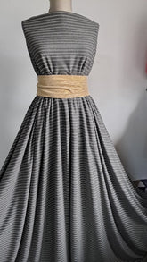 Jersey Bumbac 95% cu Elastan 5%, Gri cu dungulițe Albe ELA1197